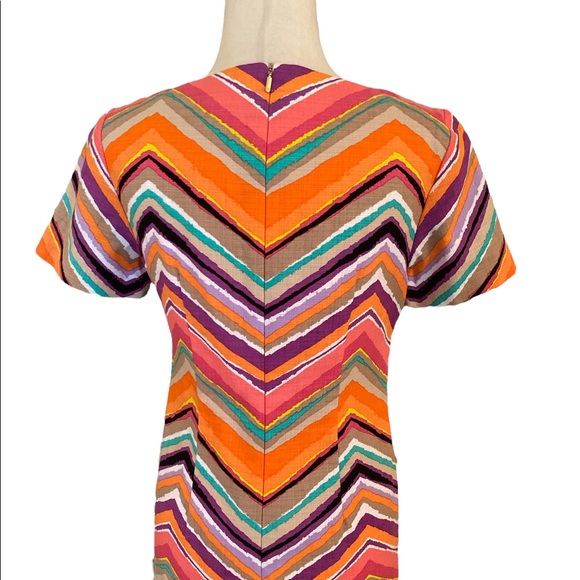 Trina Turk Aviva Chevron Coral Pastel Orange Zigzag Tunic Shift Slip Dress - 4 - Picture 8 of 12